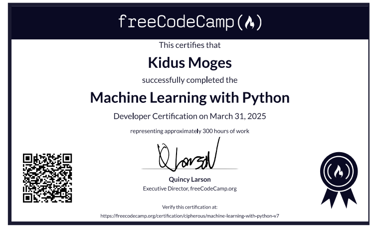 freeCodeCamp Machine Learning Certificate Layout